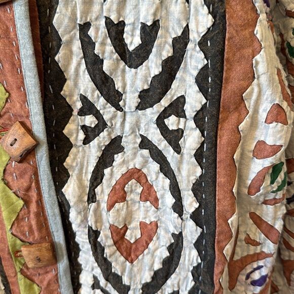 Vintage Territory Ahead Quilted Applique Boho Artsy Jacket Womens Med - Picture 7 of 17